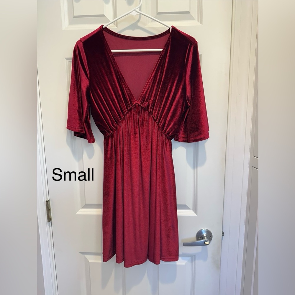 Elegant Red Velvet Dress